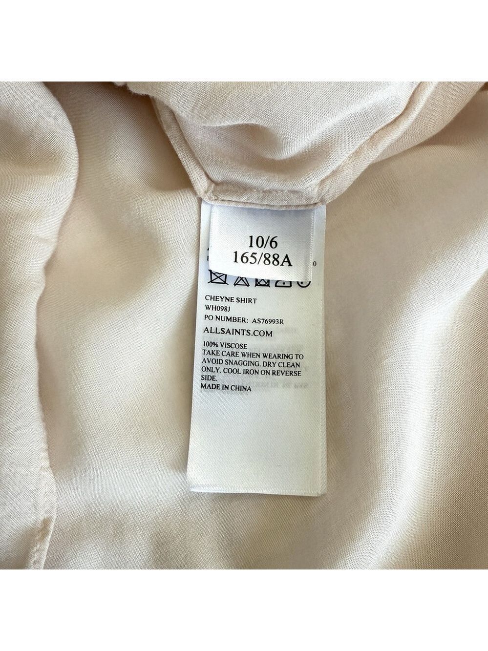 AllSaints Cheyne Blush Pink Shirt Blouse Women’s Size 6 Asymmetrical High Low - Picture 8 of 10
